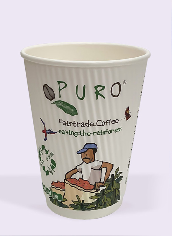 Vaso de papel caliente de pared ondulada de 12 oz